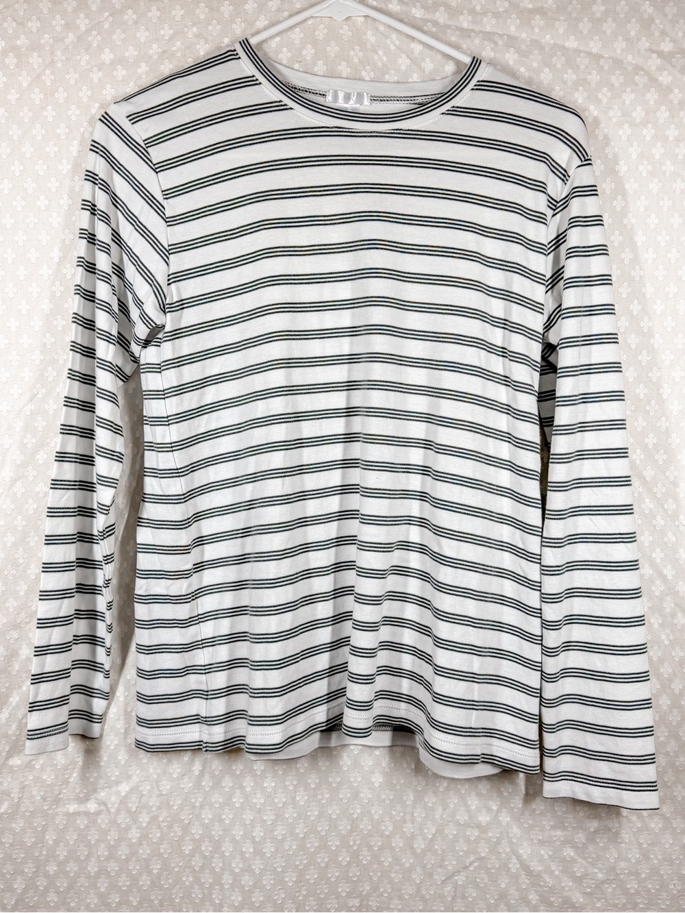 Lake White Black Striped Pima Cotton Long Sleeve Top‎